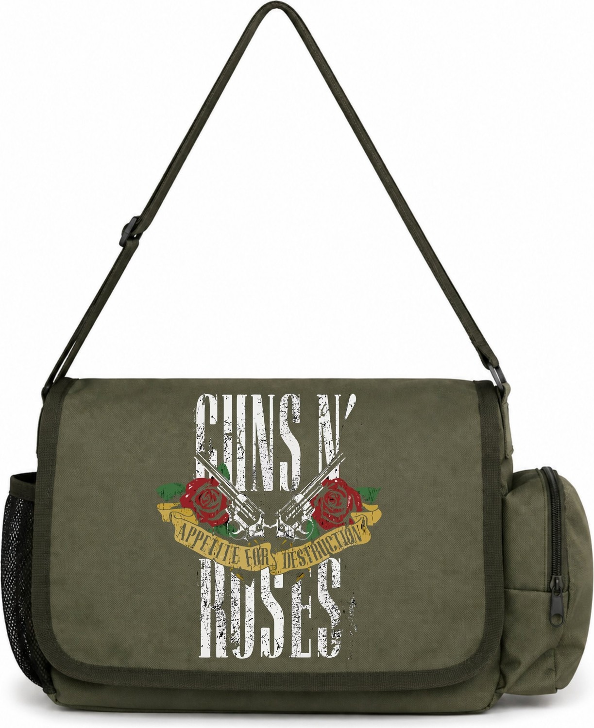 Sevbano Guns N' Roses Rock Metal Müzik Grubu Baskılı Unisex Okul, Spor, Ofis Çok Amaçlı Postacı Çantası