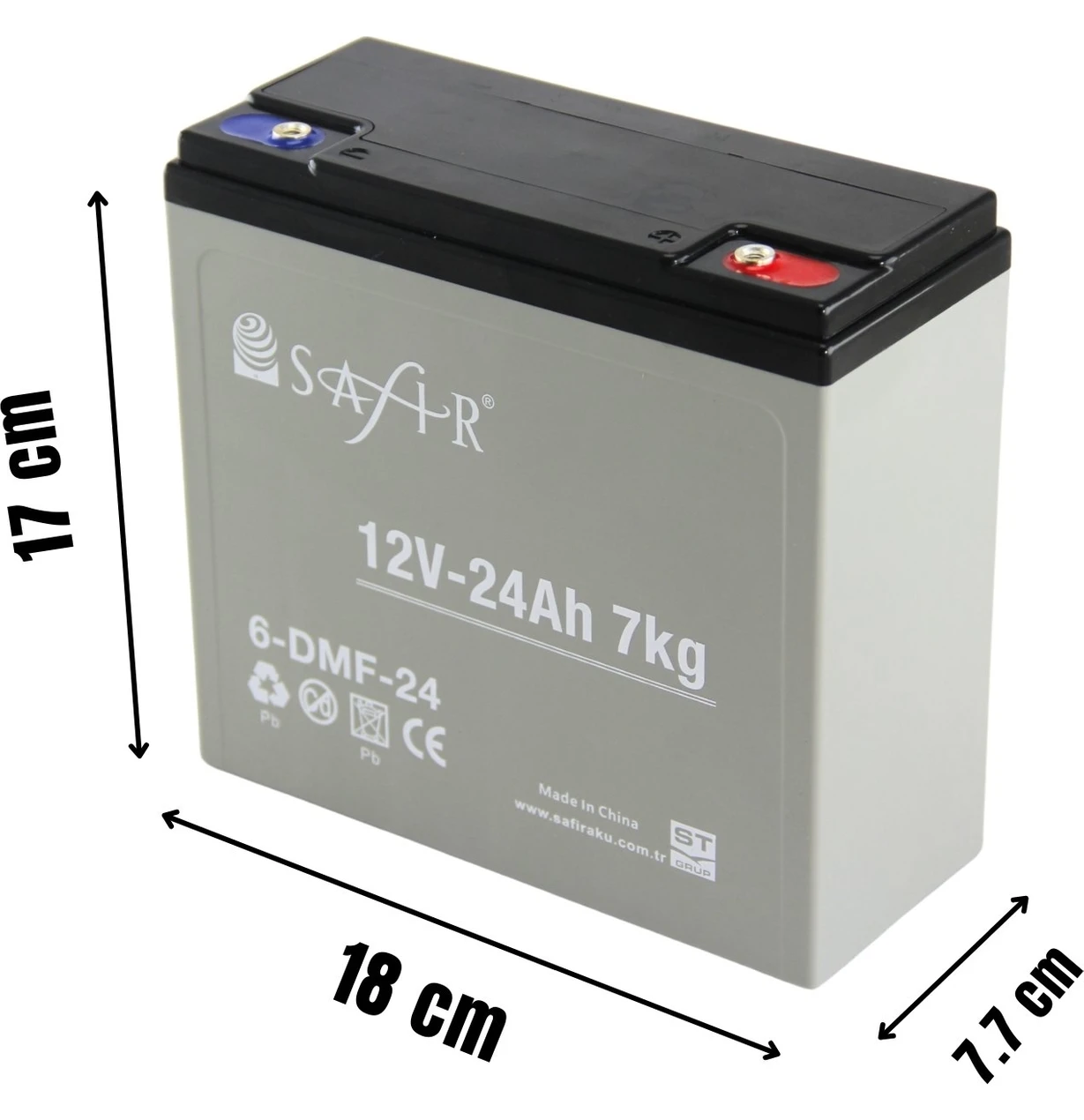 Resim Safir 12 V - 24 Ah Grafen Jel Akü 6'lı Set Elektrikli Bisiklet Aküsü 