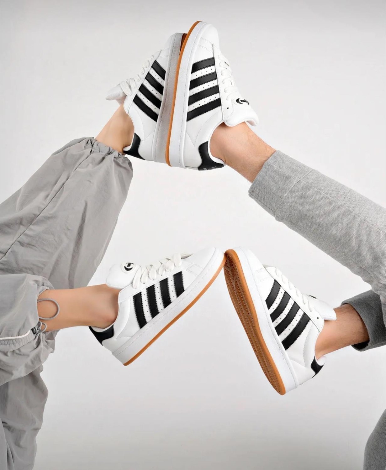 Homiro Unisex Klasik Bağcıklı Ortopedik Spor Sneaker Ayakkabı-Siyah-Beyaz görsel 4