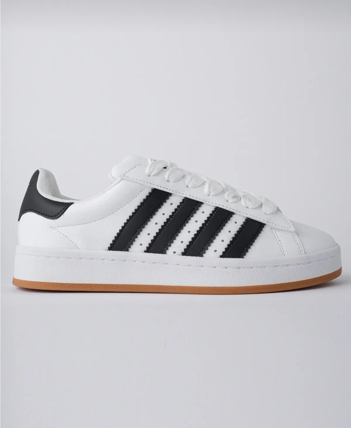 Homiro Unisex Klasik Bağcıklı Ortopedik Spor Sneaker Ayakkabı-Siyah-Beyaz görsel 5