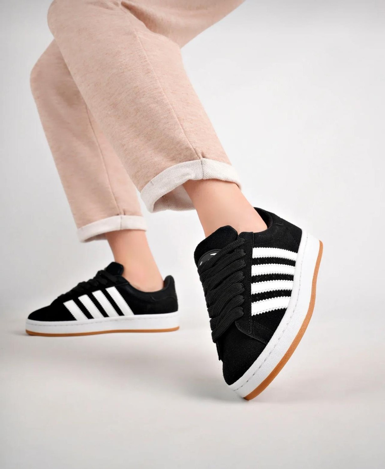 Homiro Unisex Klasik Bağcıklı Ortopedik Spor Sneaker Ayakkabı-Siyah-Beyaz