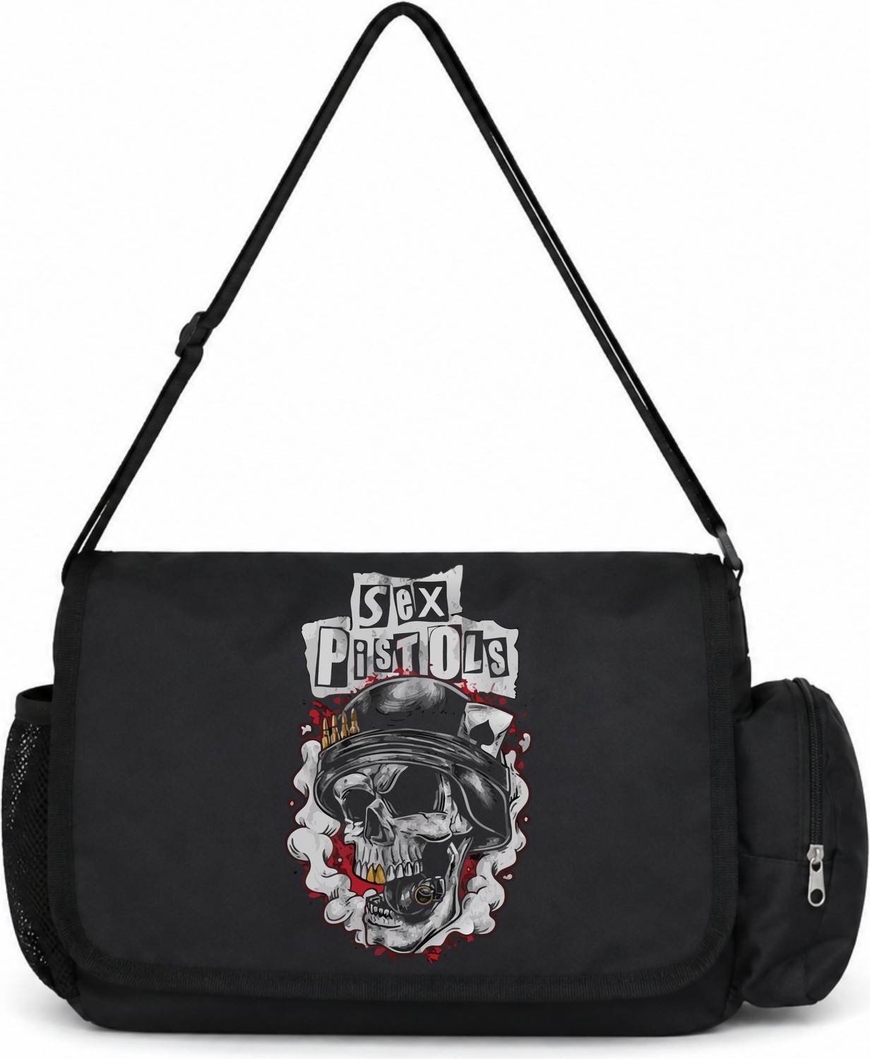 Sevbano Sex Pistols Rock Metal Müzik Grubu Baskılı Unisex Okul, Spor, Ofis Çok Amaçlı Postacı Çantası