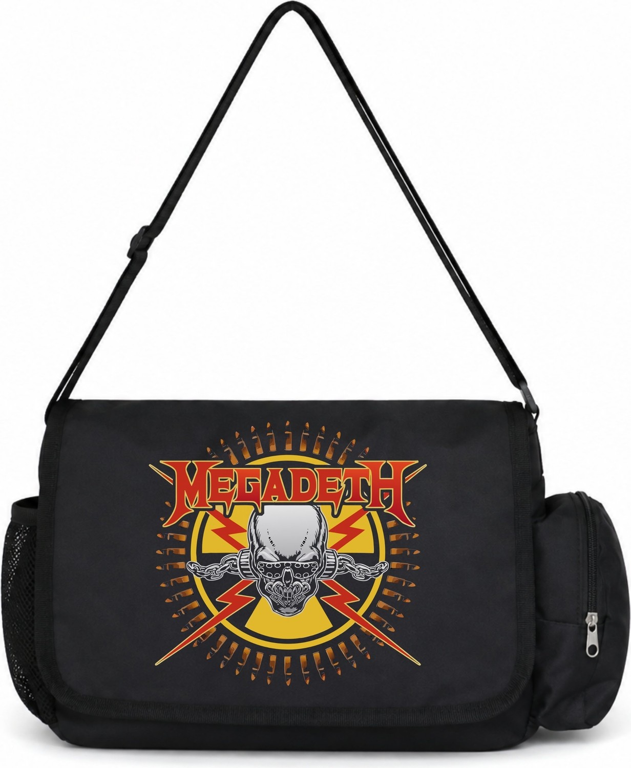Sevbano Megadeth Rock Metal Müzik Grubu Baskılı Unisex Okul, Spor, Ofis Çok Amaçlı Postacı Çantası