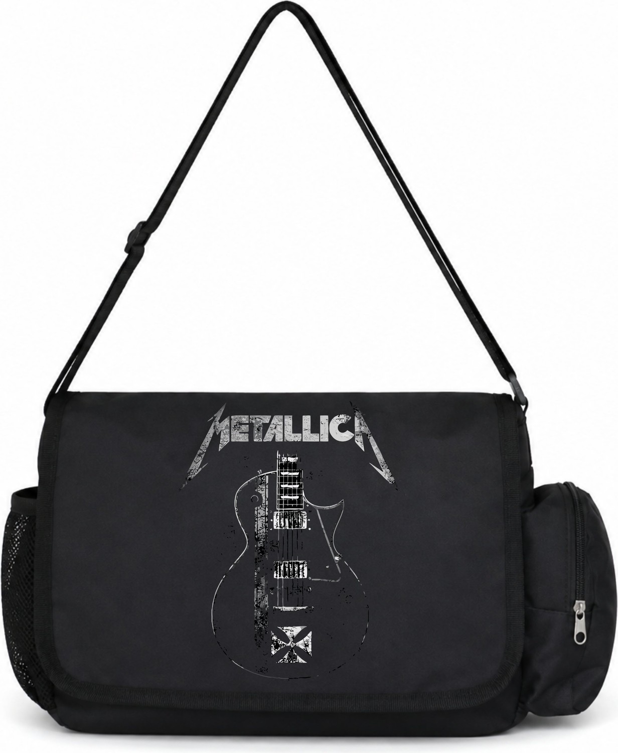 Sevbano Metallica Rock Metal Müzik Grubu Baskılı Unisex Okul, Spor, Ofis Çok Amaçlı Postacı Çantası