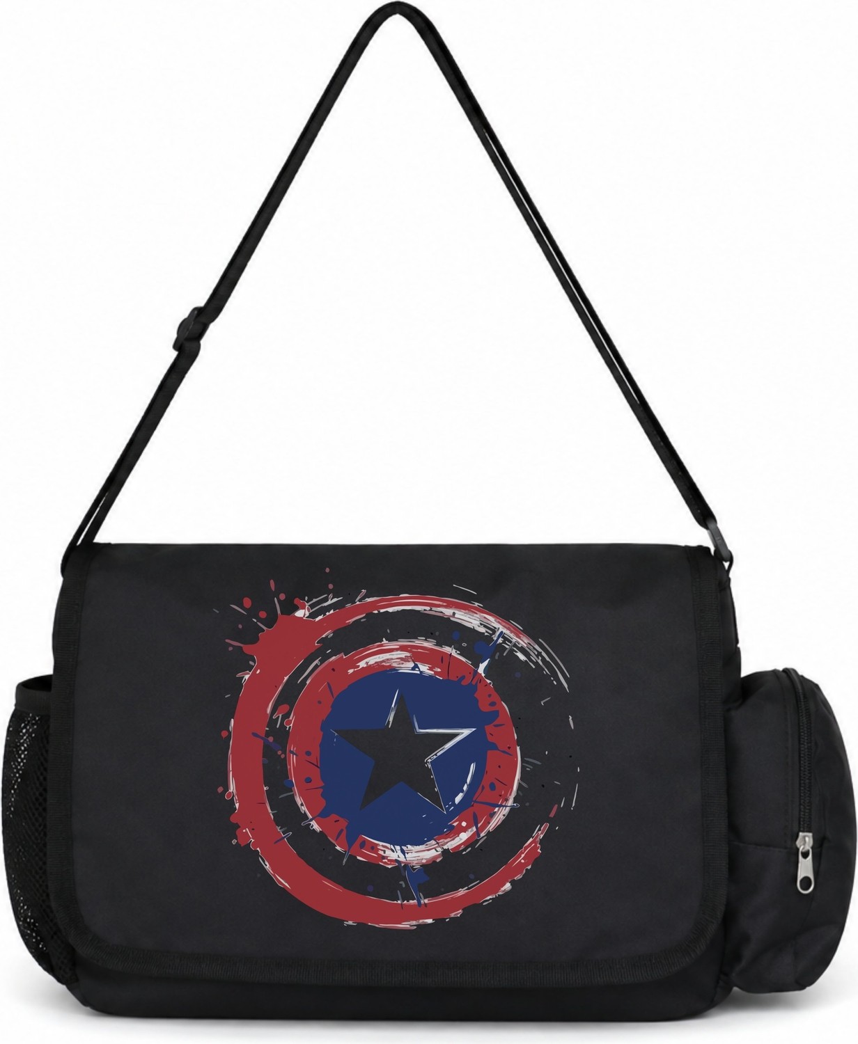 Sevbano Kaptan Amerika Avengers Film Kahramanı Baskılı Unisex Okul, Spor, Ofis Çok Amaçlı Postacı Çantası görsel 3
