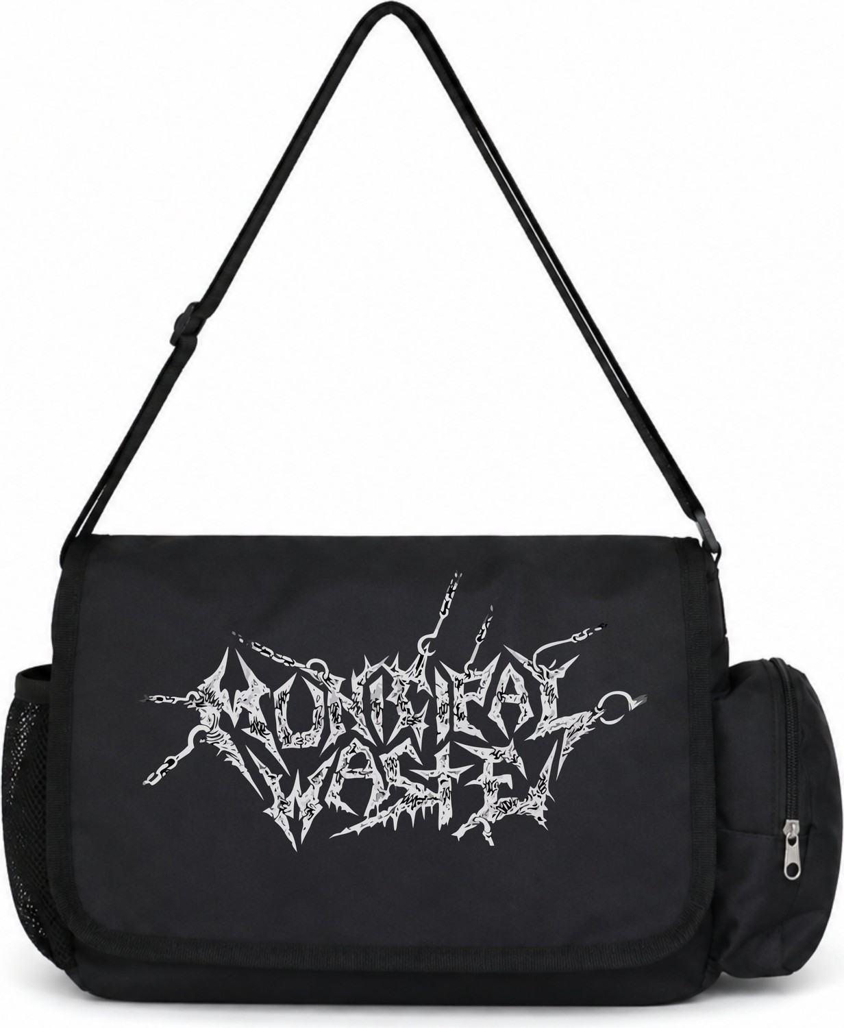 Sevbano Municipal Waste Rock Metal Müzik Grubu Baskılı Unisex Okul, Spor, Ofis Çok Amaçlı Postacı Çantası görsel 4