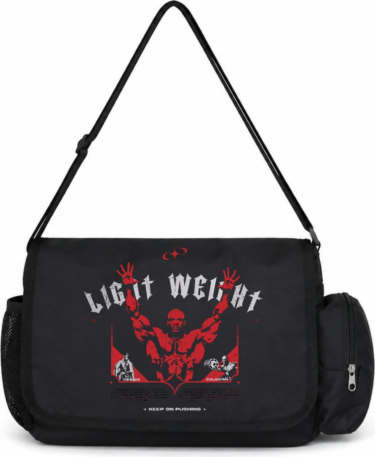 Sevbano Light Weight Ronnie Coleman Fitness Bodybuilding Baskılı Okul, Spor,ofis Çok Amaçlı Postacı Çantası
