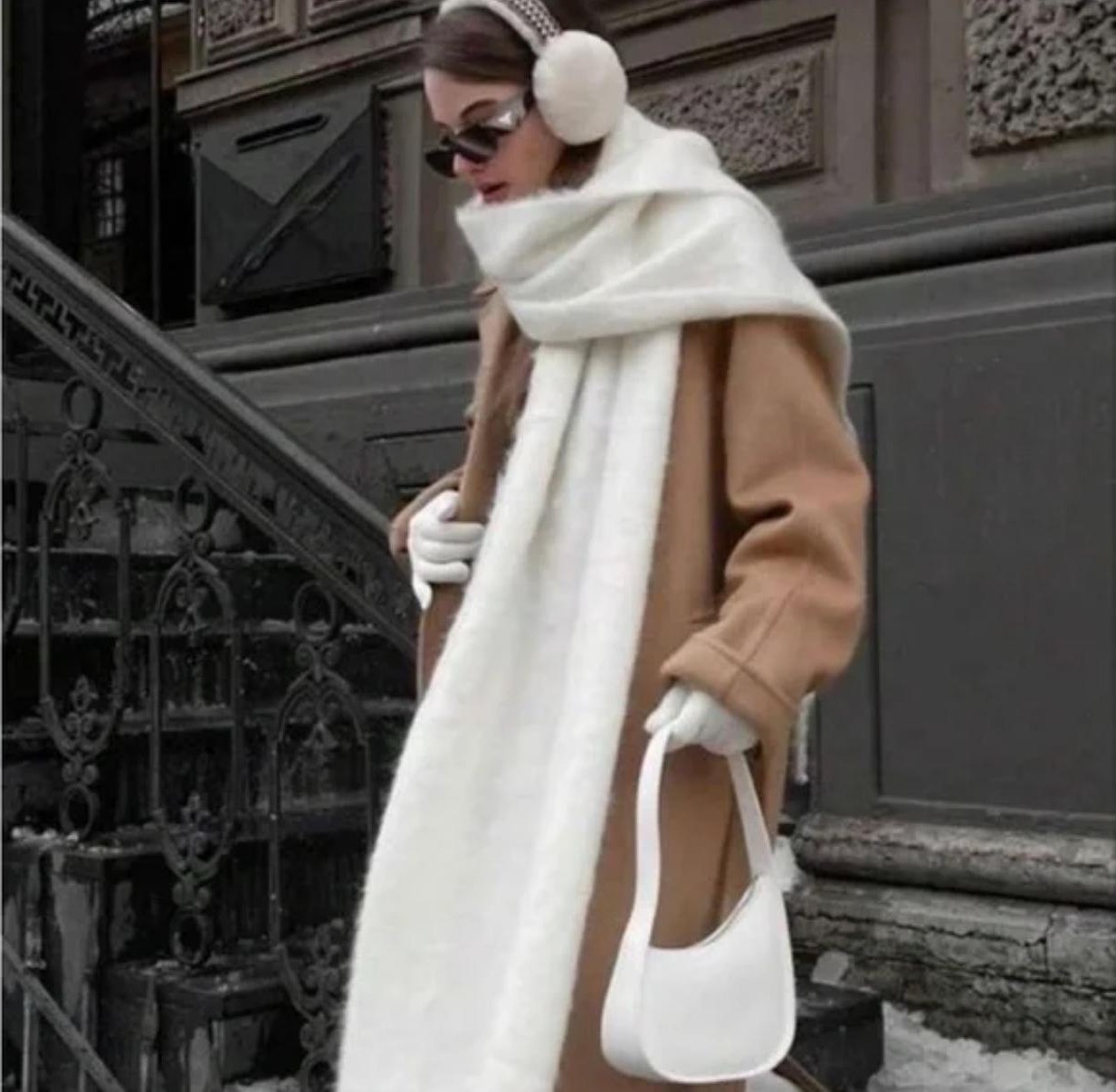 Wearflawless 2'li Takım Peluş Kulaklık ve Soft Atkı Takımı, Kışlık Kulaklık ve Atkı Seti,yılbaşı Hediyesi görsel 4
