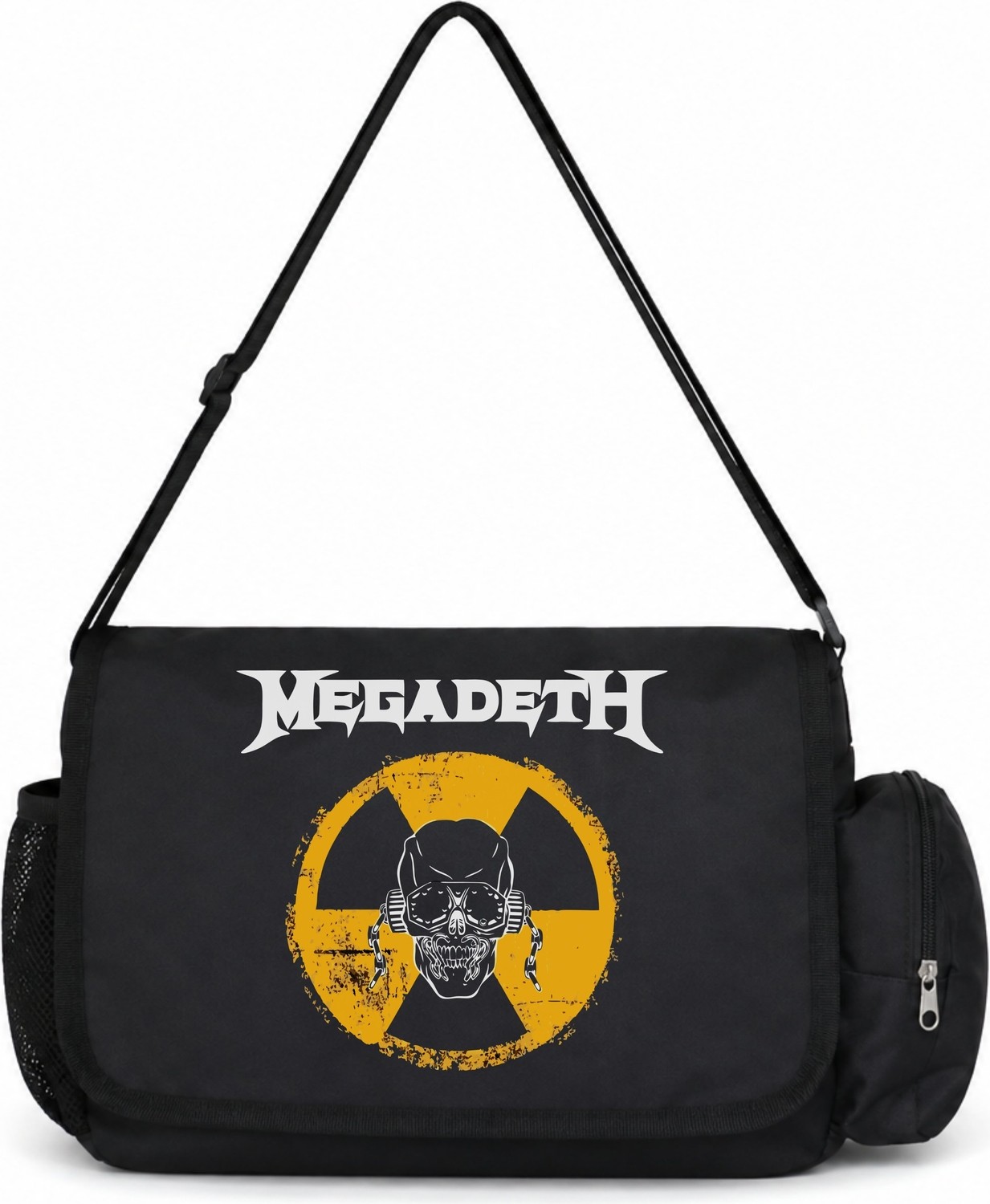 Sevbano Megadeth Rock Metal Müzik Grubu Baskılı Unisex Okul, Spor, Ofis Çok Amaçlı Postacı Çantası görsel 4