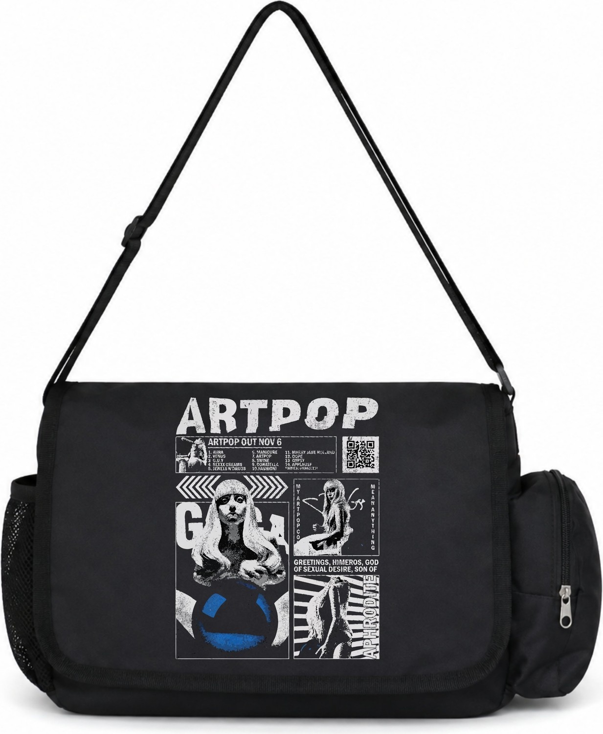 Sevbano Artpop Lady Gaga Şarkıcı Baskılı Unisex Okul, Spor, Ofis Çok Amaçlı Postacı Çantası