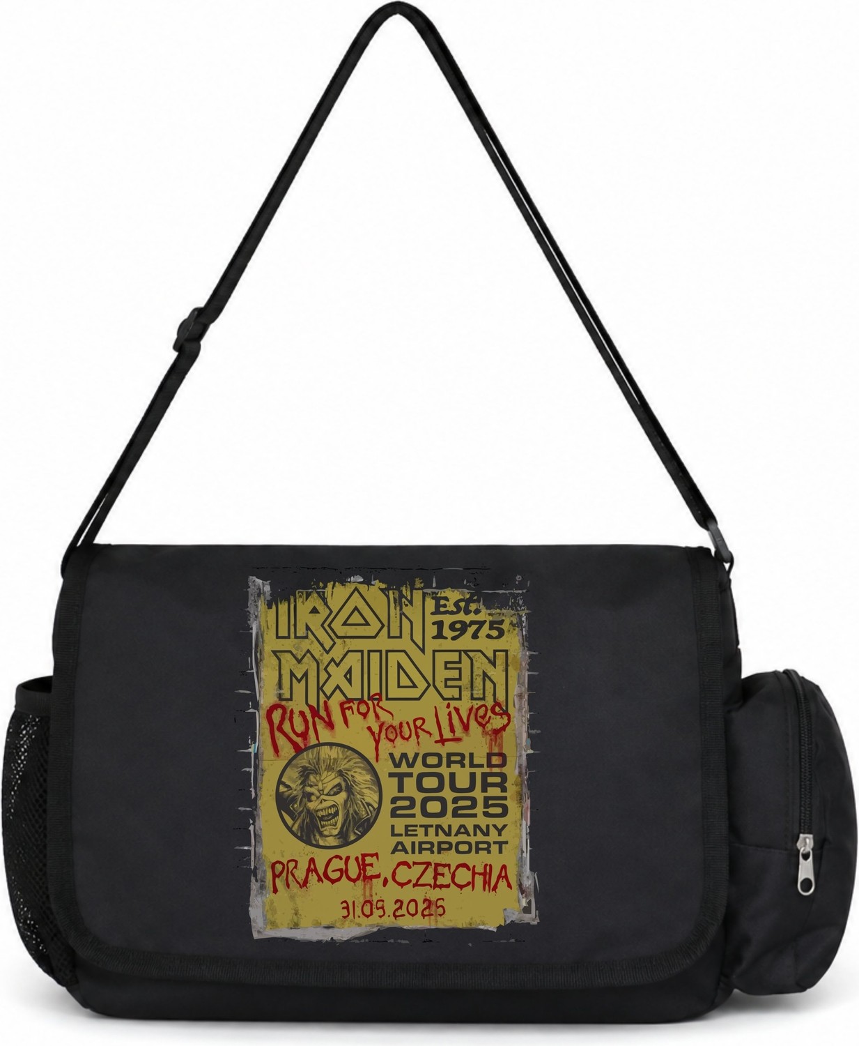 Sevbano Iron Maiden Rock Metal Müzik Grubu Baskılı Unisex Okul, Spor, Ofis Çok Amaçlı Postacı Çantası görsel 4