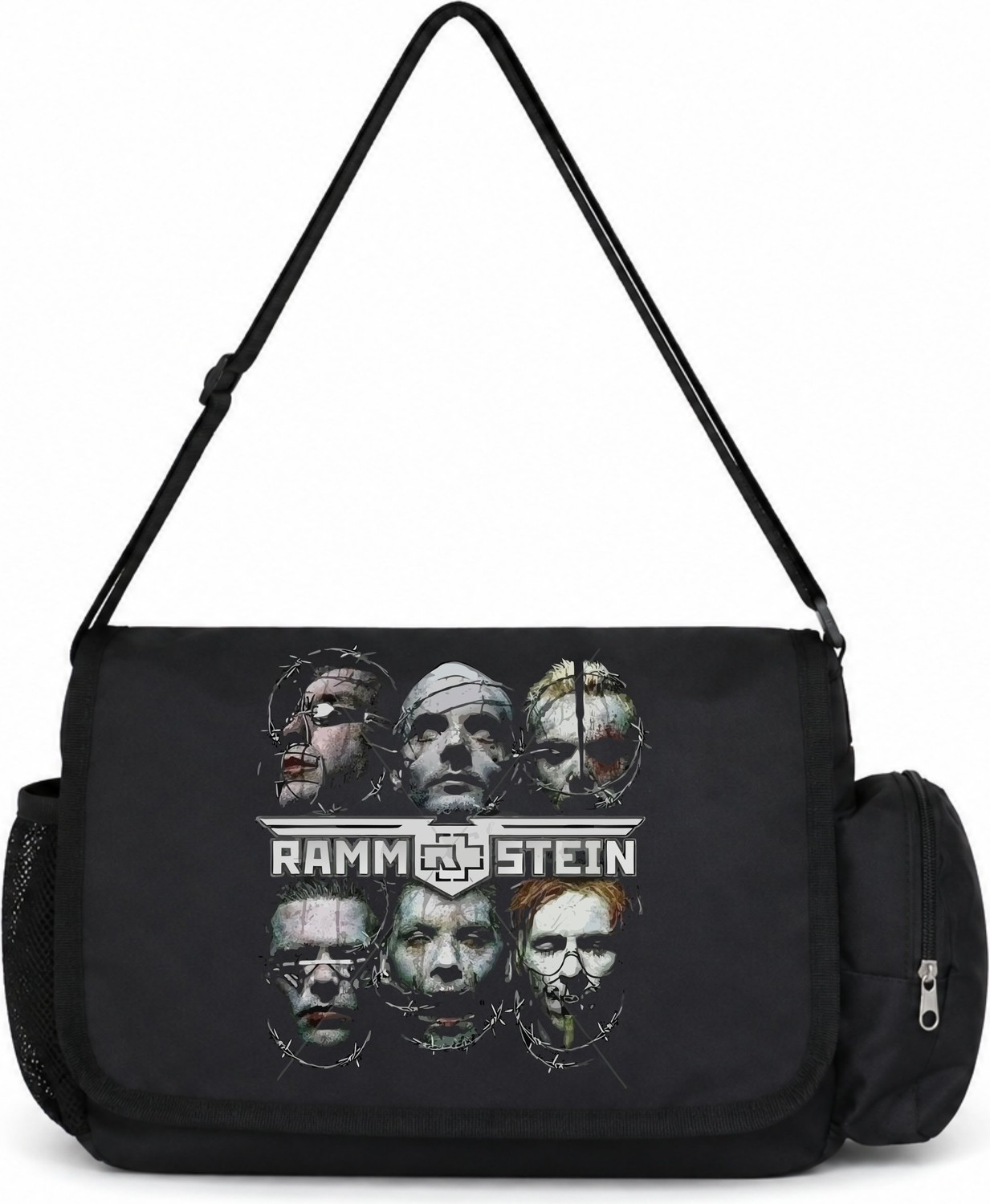 Sevbano Rammstein Rock Metal Müzik Grubu Baskılı Unisex Okul,spor,ofis Çok Amaçlı Postacı Çantası