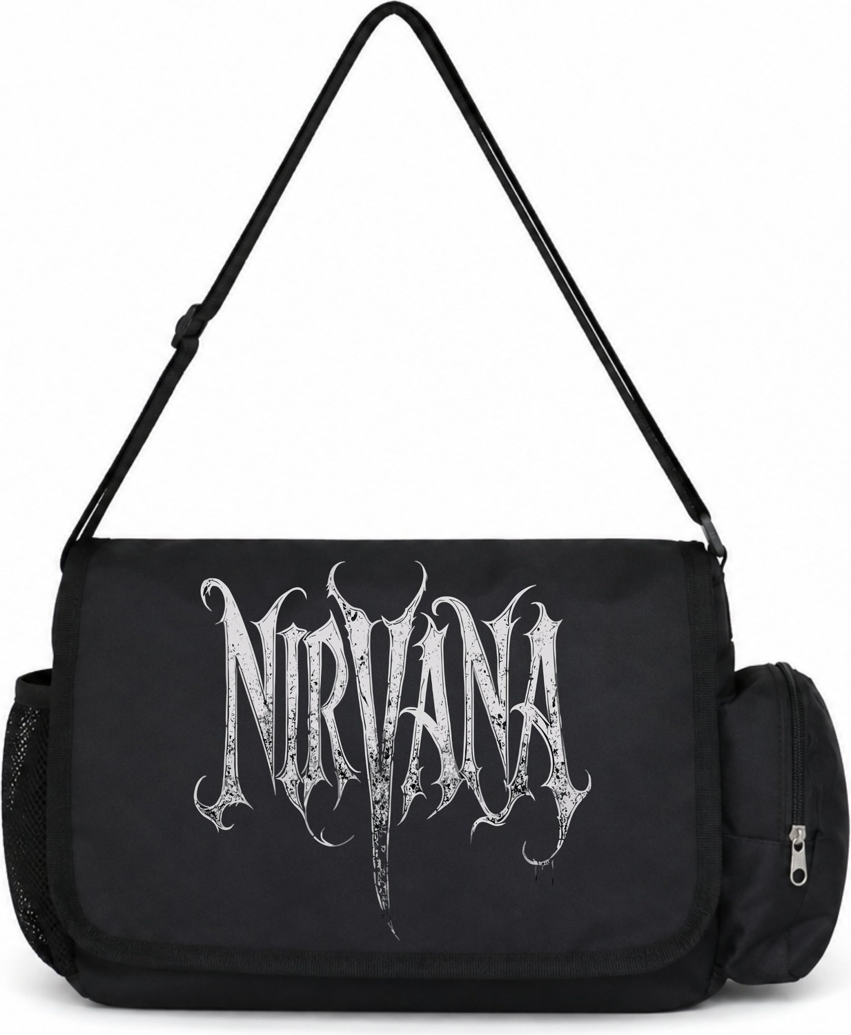 Sevbano Nirvana Rock Metal Müzik Grubu Baskılı Unisex Okul, Spor, Ofis Çok Amaçlı Postacı Çantası