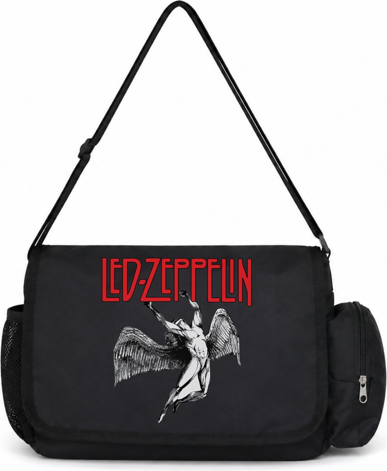 Sevbano LED Zeppelin Rock Metal Müzik Grubu Baskılı Unisex Okul, Spor, Ofis Çok Amaçlı Postacı Çantası