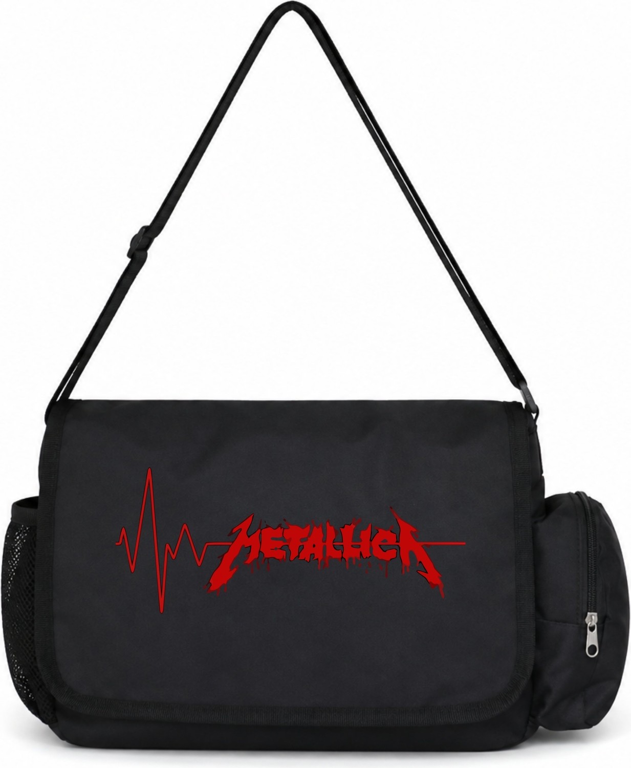 Sevbano Metallica Rock Metal Müzik Grubu Baskılı Unisex Okul, Spor, Ofis Çok Amaçlı Postacı Çantası görsel 4