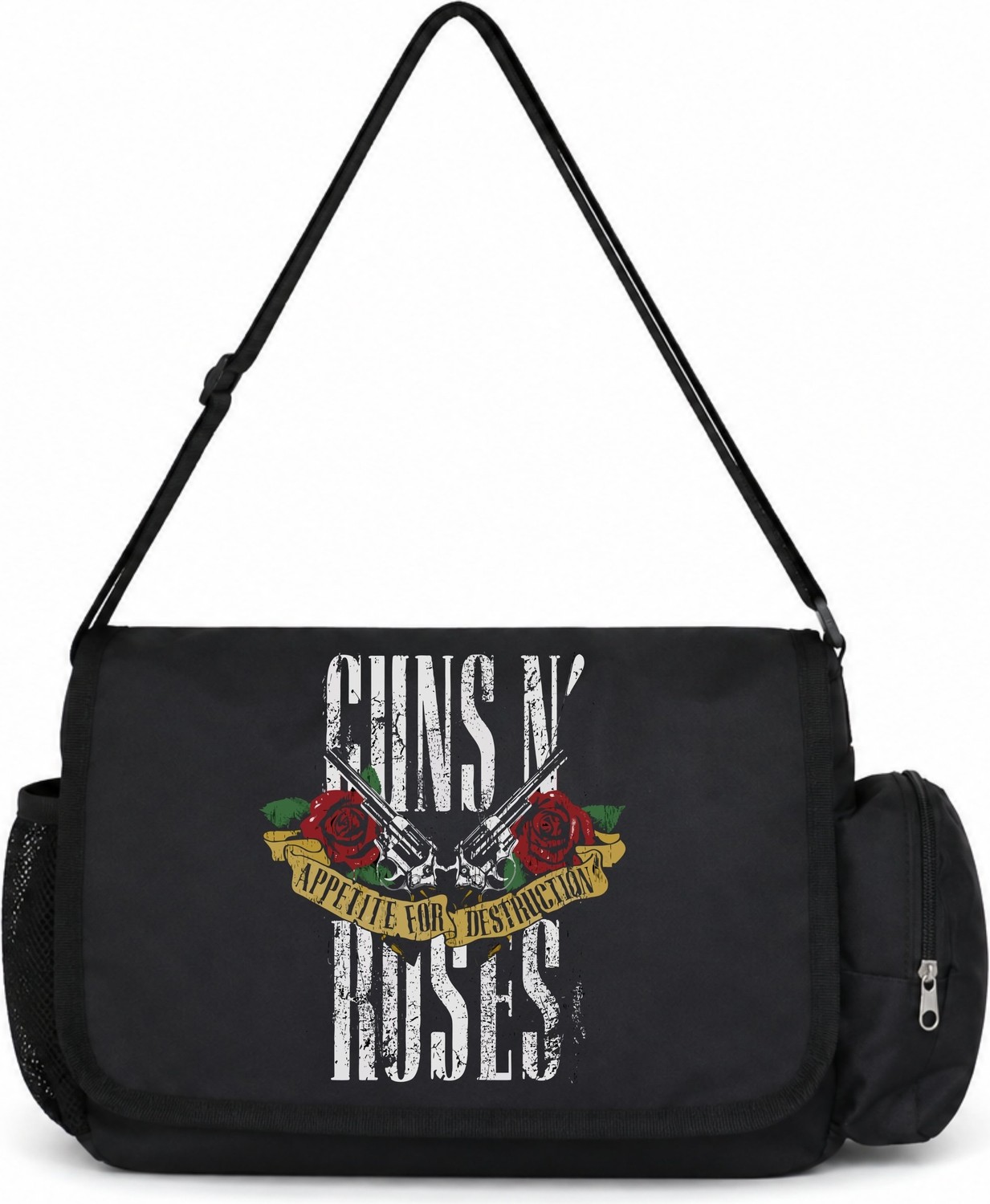 Sevbano Guns N' Roses Rock Metal Müzik Grubu Baskılı Unisex Okul, Spor, Ofis Çok Amaçlı Postacı Çantası görsel 4