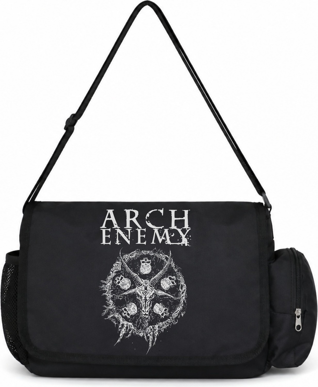 Sevbano Arch Enemy Rock Metal Müzik Grubu Baskılı Unisex Okul, Spor, Ofis Çok Amaçlı Postacı Çantası