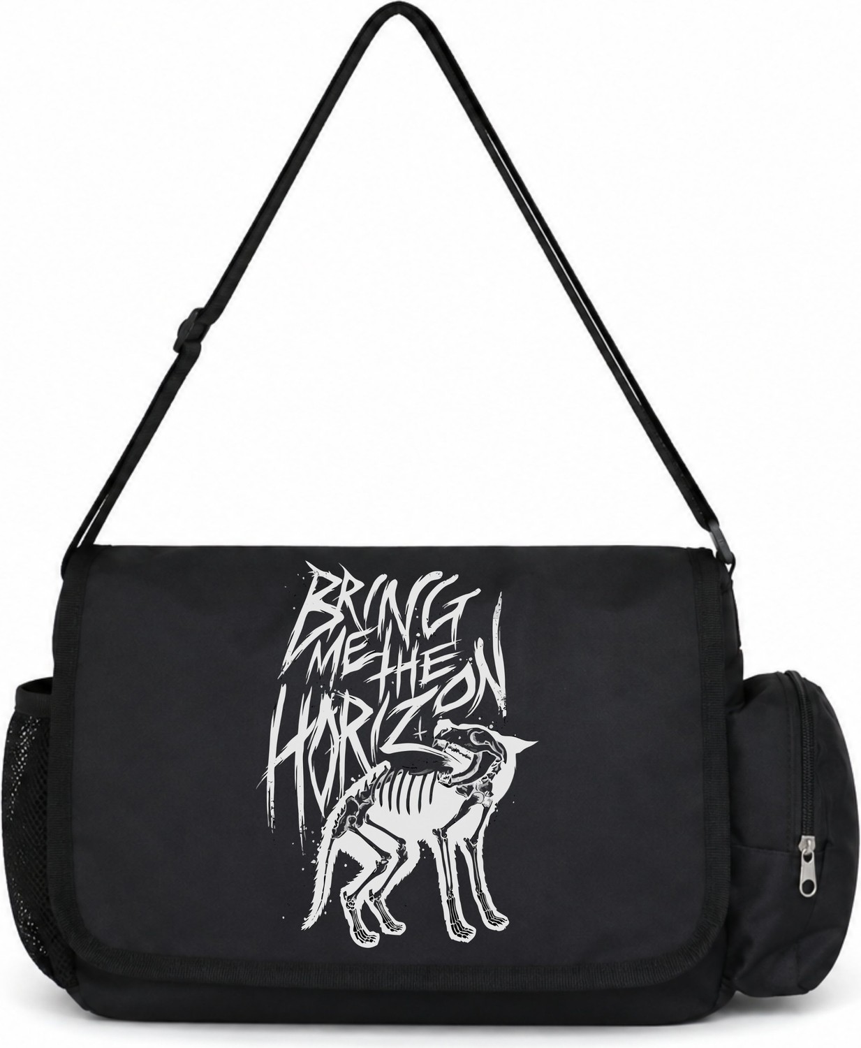 Sevbano Horizon Rock Metal Müzik Grubu Baskılı Unisex Okul, Spor, Ofis Çok Amaçlı Postacı Çantası