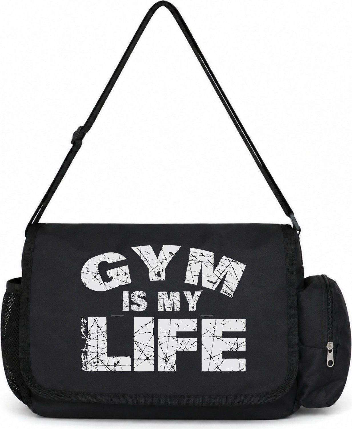 Sevbano Gym Is My Life Fitness Bodybuilding Baskılı Unisex Okul, Spor, Ofis Çok Amaçlı Postacı Çantası görsel 4