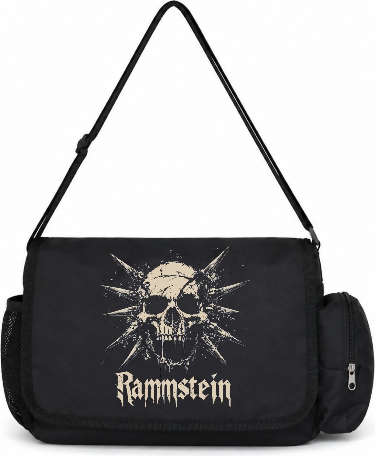 Sevbano Rammstein Rock Metal Müzik Grubu Baskılı Unisex Okul, Spor, Ofis Çok Amaçlı Postacı Çantası