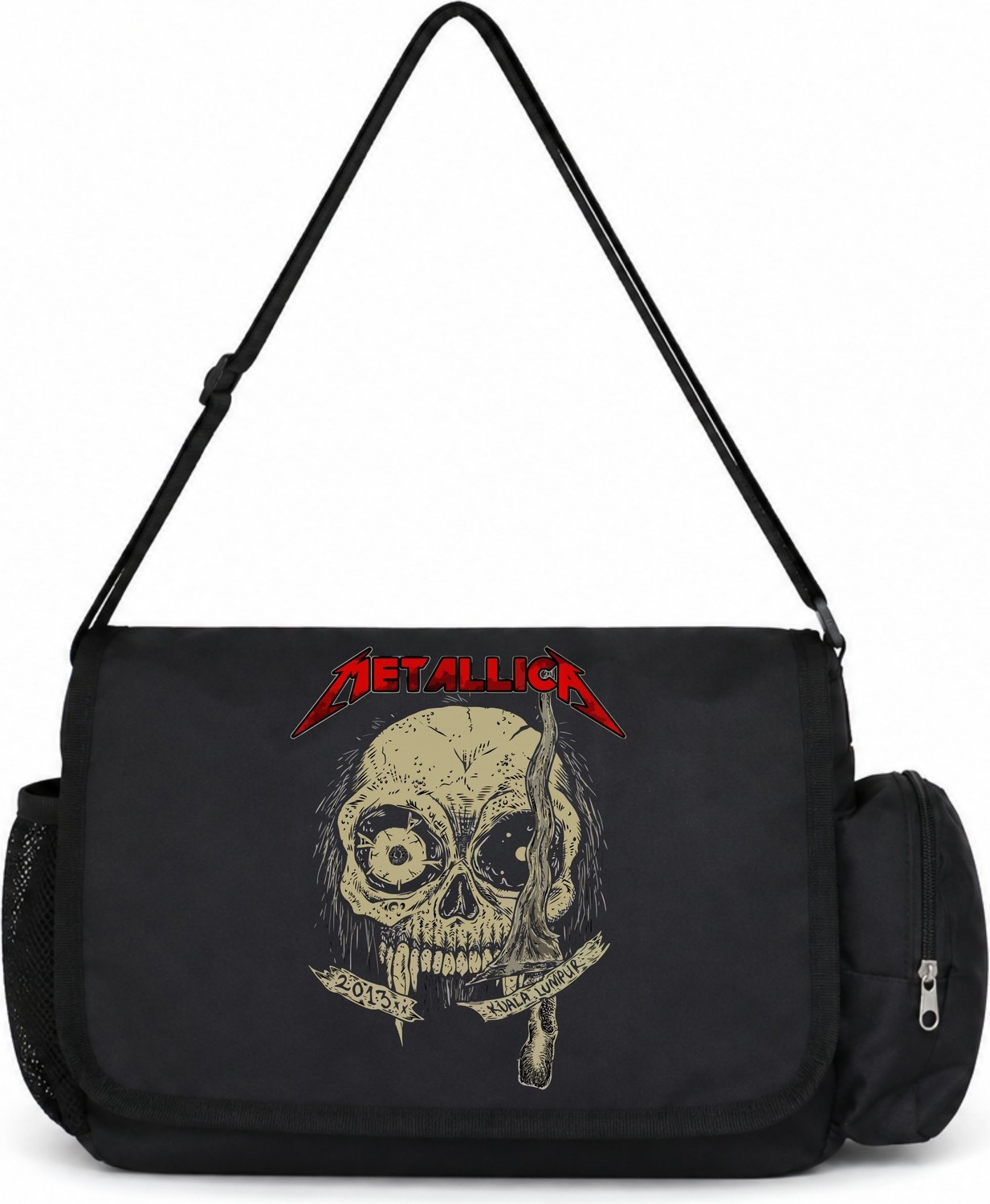Sevbano Metallica Rock Metal Müzik Grubu Baskılı Unisex Okul, Spor, Ofis Çok Amaçlı Postacı Çantası