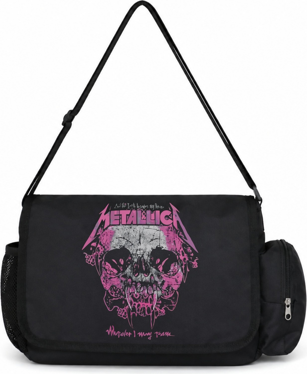 Sevbano Metallica Rock Metal Müzik Grubu Baskılı Unisex Okul, Spor, Ofis Çok Amaçlı Postacı Çantası görsel 4