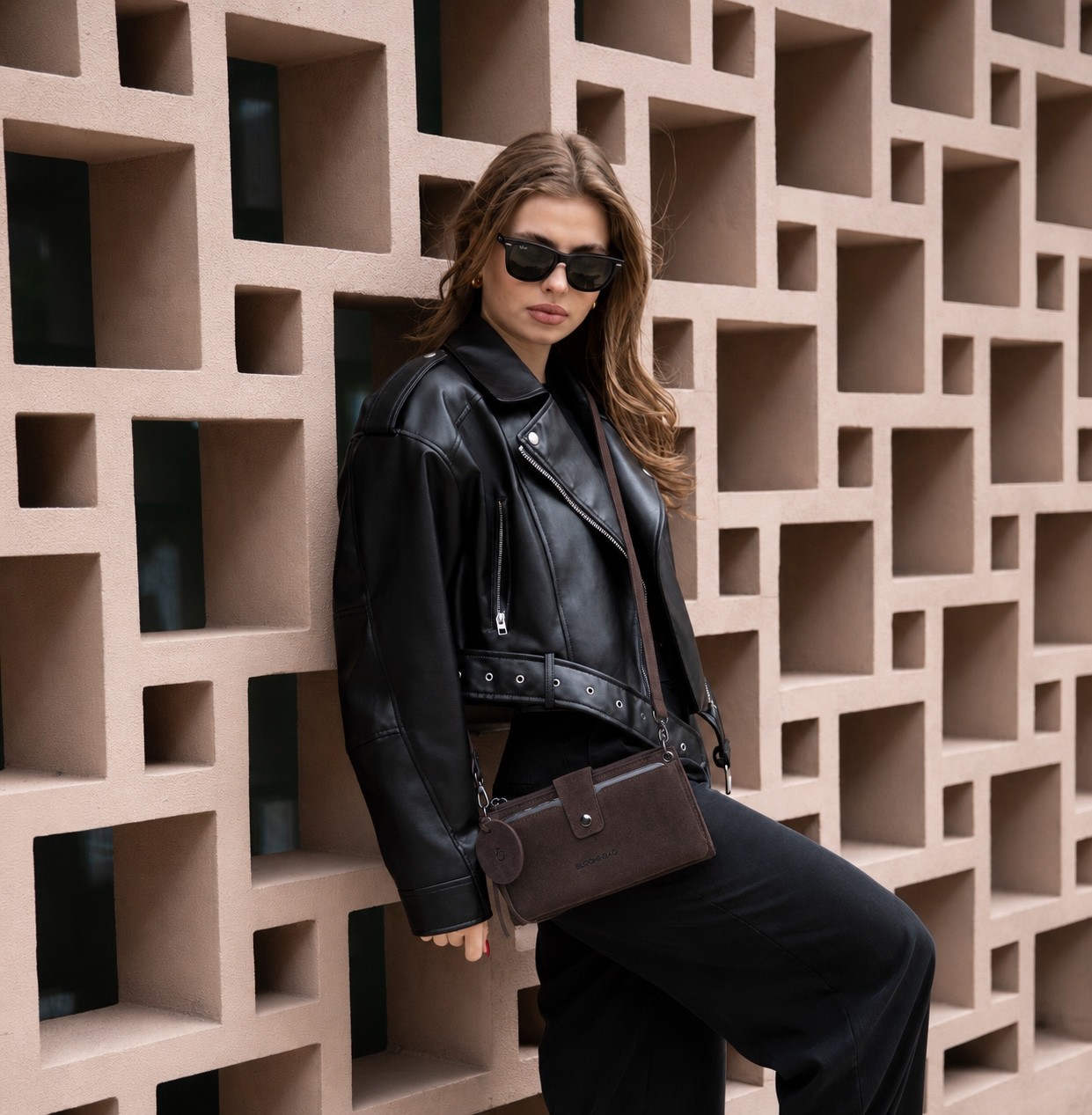 BloominBag Mocha Still Lozan Hakiki Süet Çapraz Askılı Telefon Bölmeli Cüzdan Çanta görsel 8