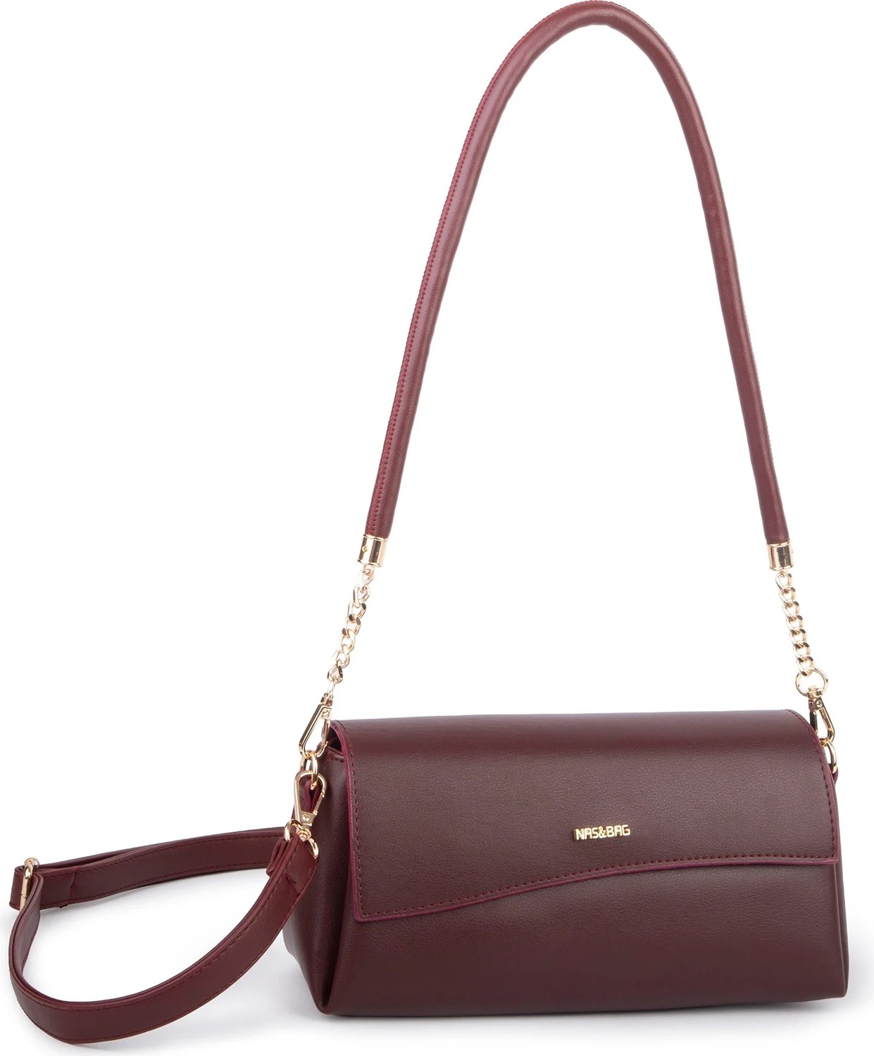 Nas Bag Kadın Sade Şık Omuz ve Çapraz Çanta (En 24 cm ;boy 12 cm ) Bordo