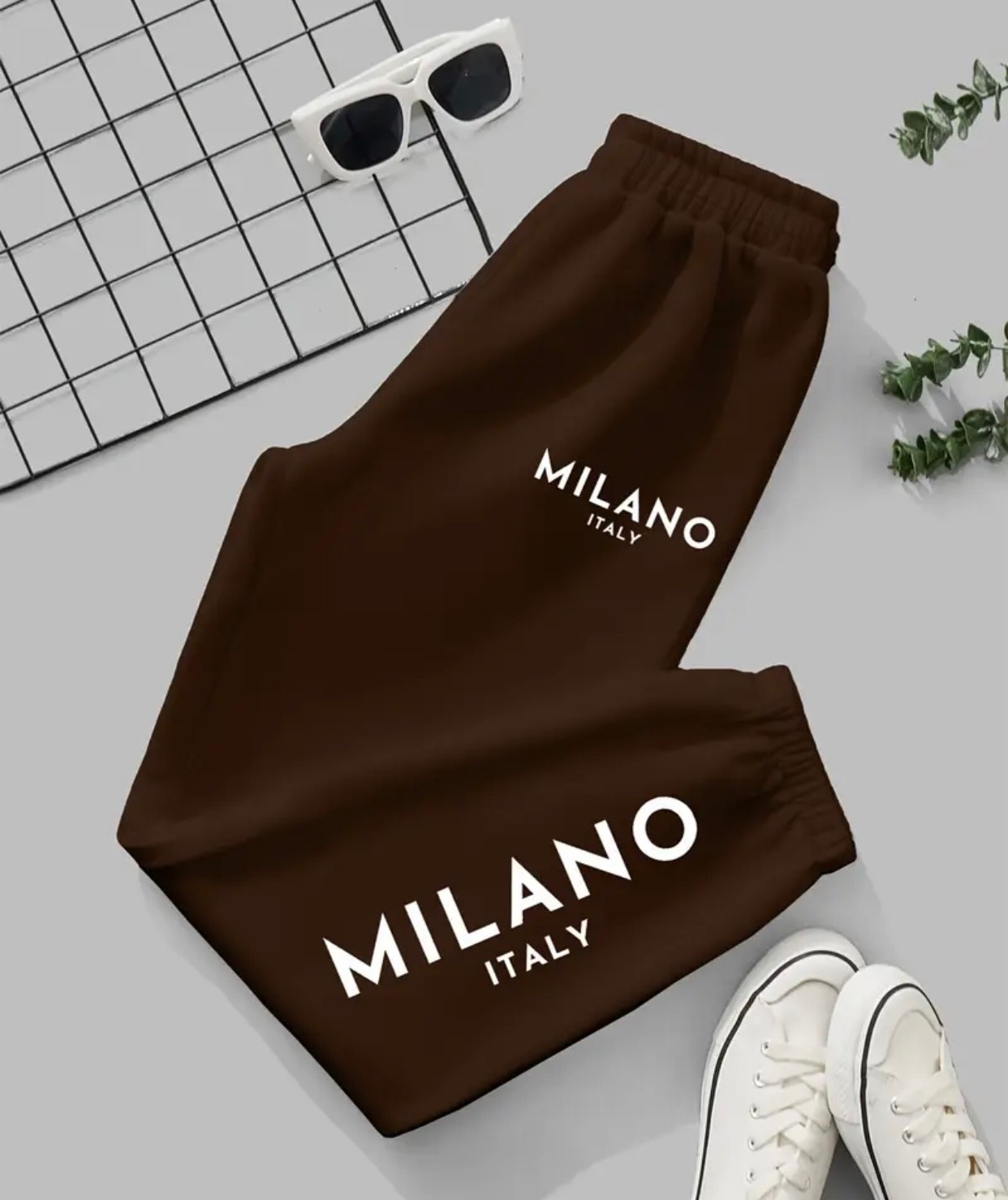 Amor Face Büyük Beden Özel Tasarım Milano Italy Baskılı Ultra Rahat Yazlık Jogger Kadın Eşofman Altı görsel 5
