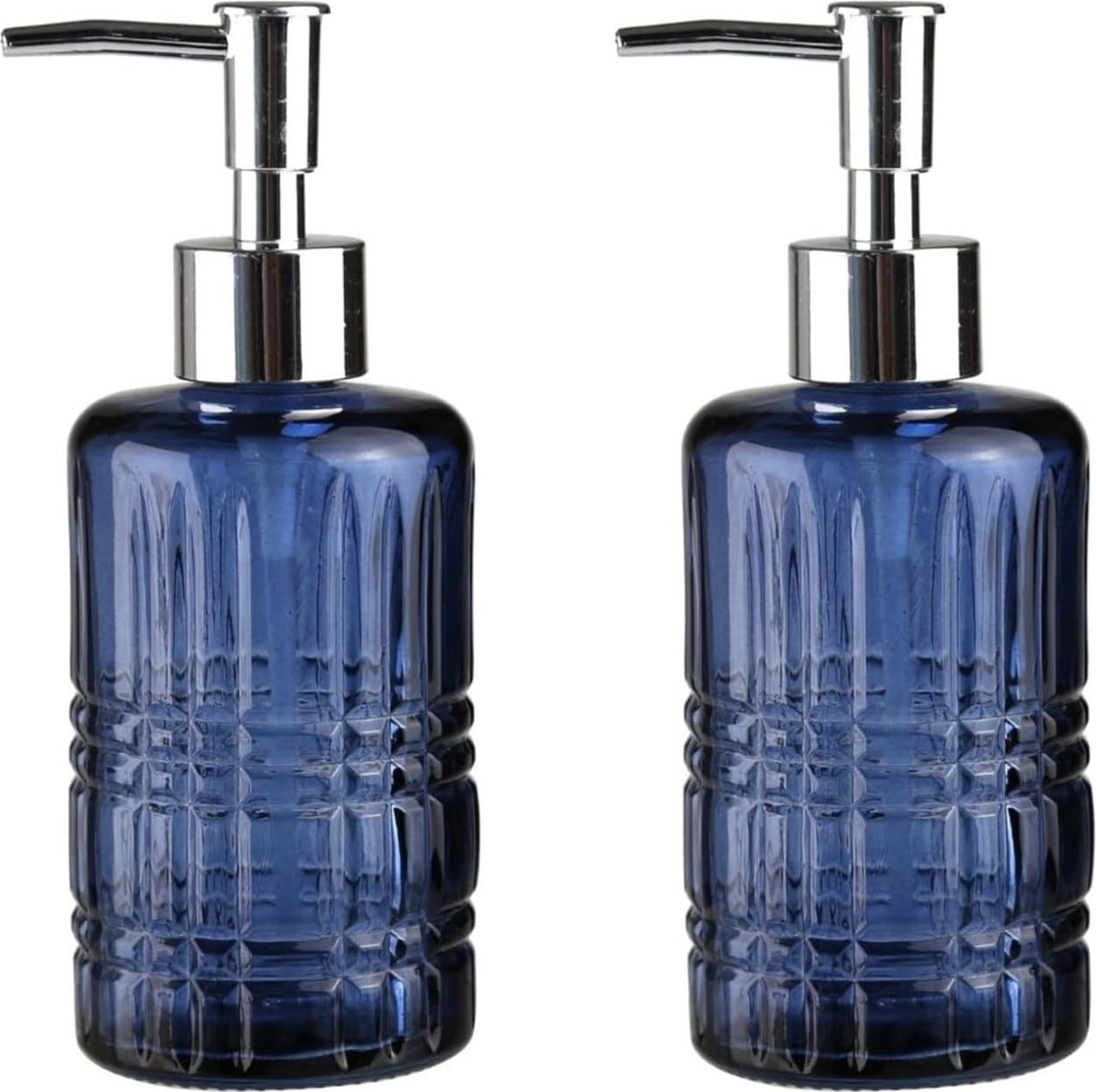 Prime Seti Cam Sıvı Sabunluk 2 Adet,kristal Desenli Mavi 300ML 6,8X17,6CM