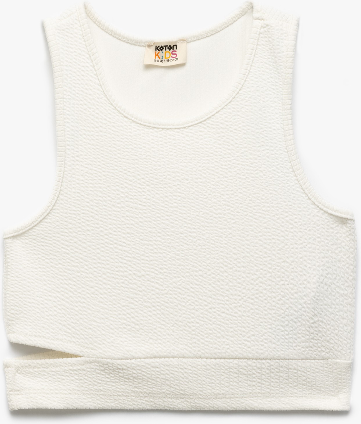 Koton Pencere Detaylı Slim Fit Bürümcük Kolsuz Bisiklet Yaka Crop Atlet