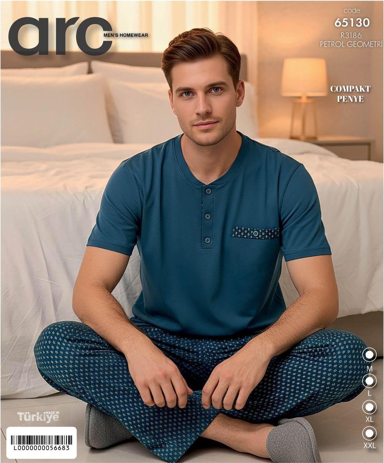 Arcan Erkek Düğme Yaka Kısa Kol Compact Penye Pijama Takımı 65130P - 1 Adet görsel 3