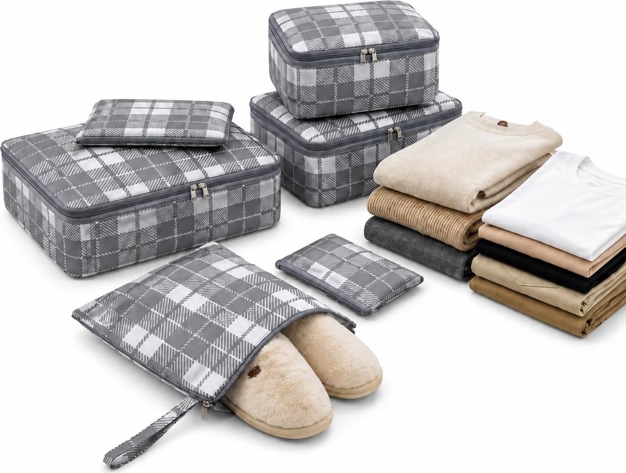 1001 6 Parça Valiz Düzenleyici Organizer Seti- Seyahat Bavul Içi Düzenleme Çantası, Packing Cube O
