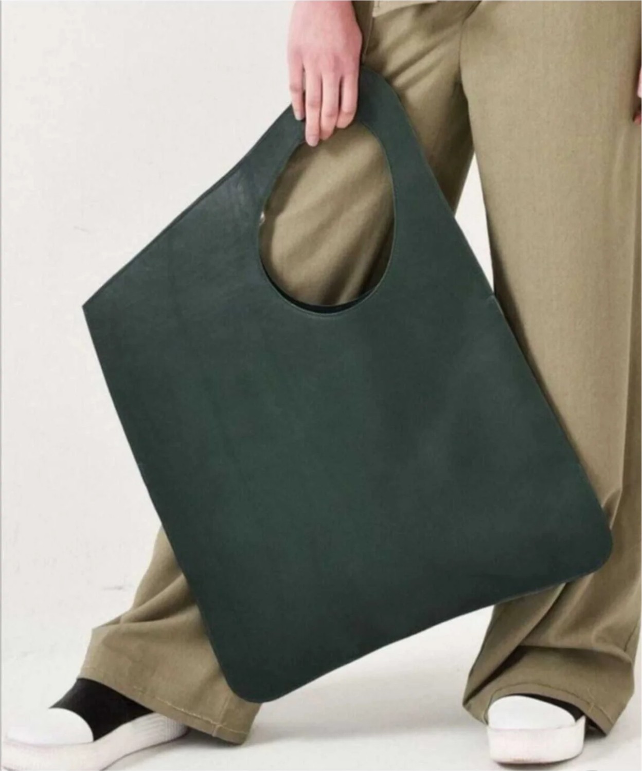 Veskemann Asimetrik Model Ördek Yeşili Hakiki Deri El Portföy Clutch