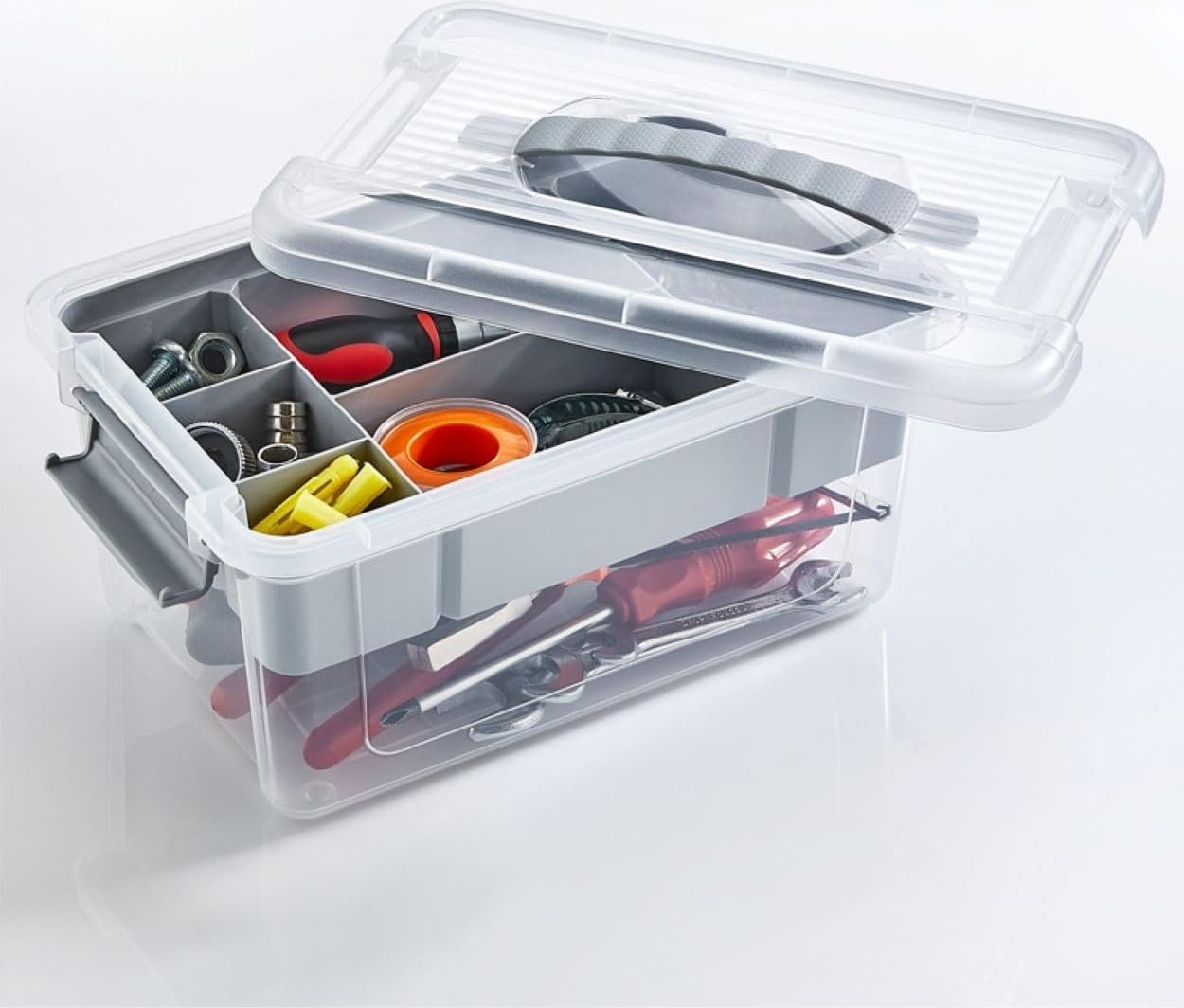 OEM Bölmeli ve Katlı Plastik Organizer Makyaj Düzenleyici, Kilitli Takım Sandığı Organizer Kutu, Taşıma Kulplu Çok Amaçlı Düzenleyici, Katlı Saklama Kutusu (9 Litre) görsel 4