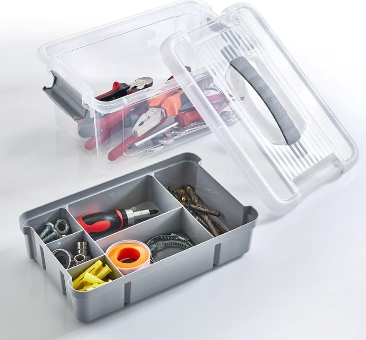 OEM Bölmeli ve Katlı Plastik Organizer Makyaj Düzenleyici, Kilitli Takım Sandığı Organizer Kutu, Taşıma Kulplu Çok Amaçlı Düzenleyici, Katlı Saklama Kutusu (9 Litre) görsel 3