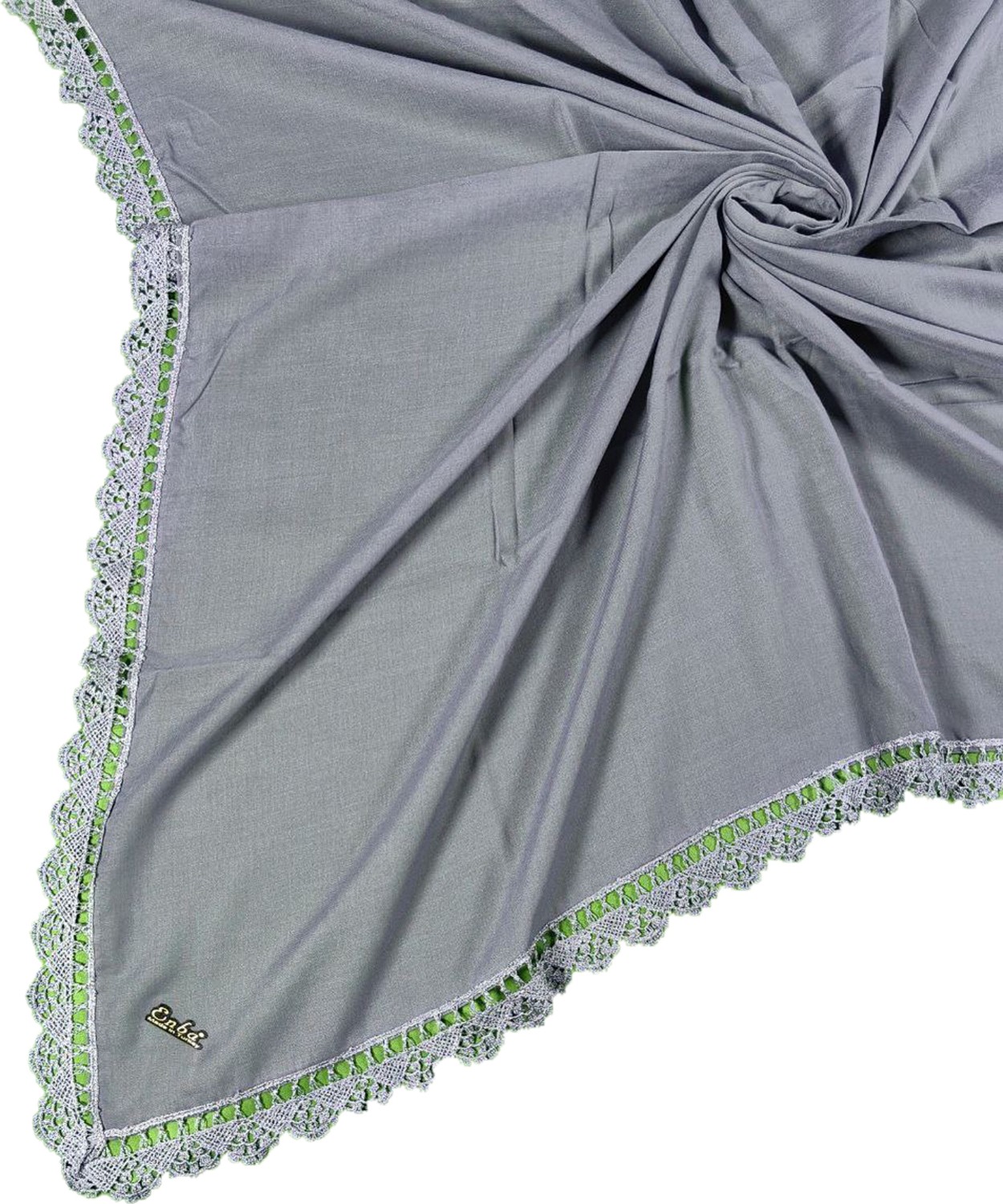 Mim Eşarp ve Şal Enba Pamuklu Iğne Oyalı Namaz ve Mevlüt Örtüsü 110X110 cm görsel 4