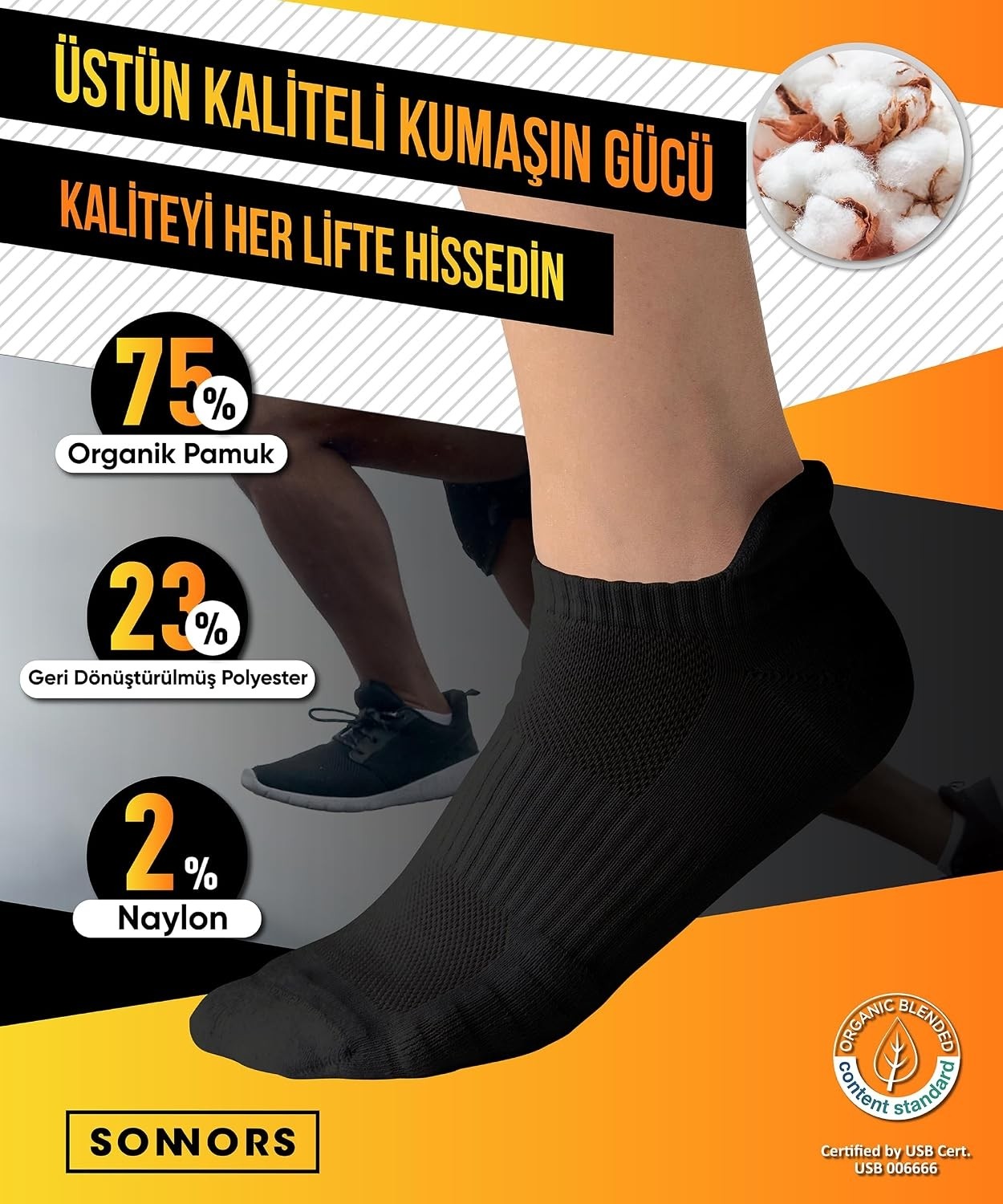 4 Çift Kadın Erkek Kısa Spor Çorabı - Bambu Hafif Nefes Alabilir Düşük Kesim Yastıklı Atle görsel 3