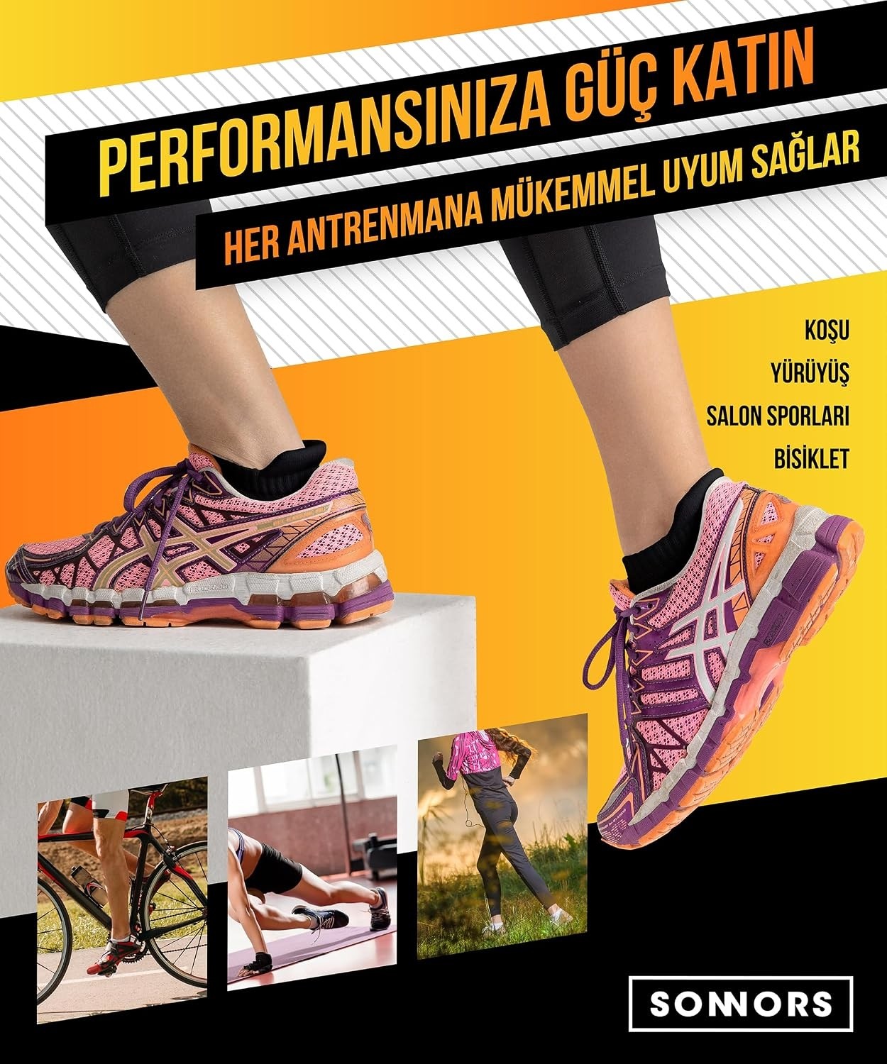 4 Çift Kadın Erkek Kısa Spor Çorabı - Bambu Hafif Nefes Alabilir Düşük Kesim Yastıklı Atle görsel 4
