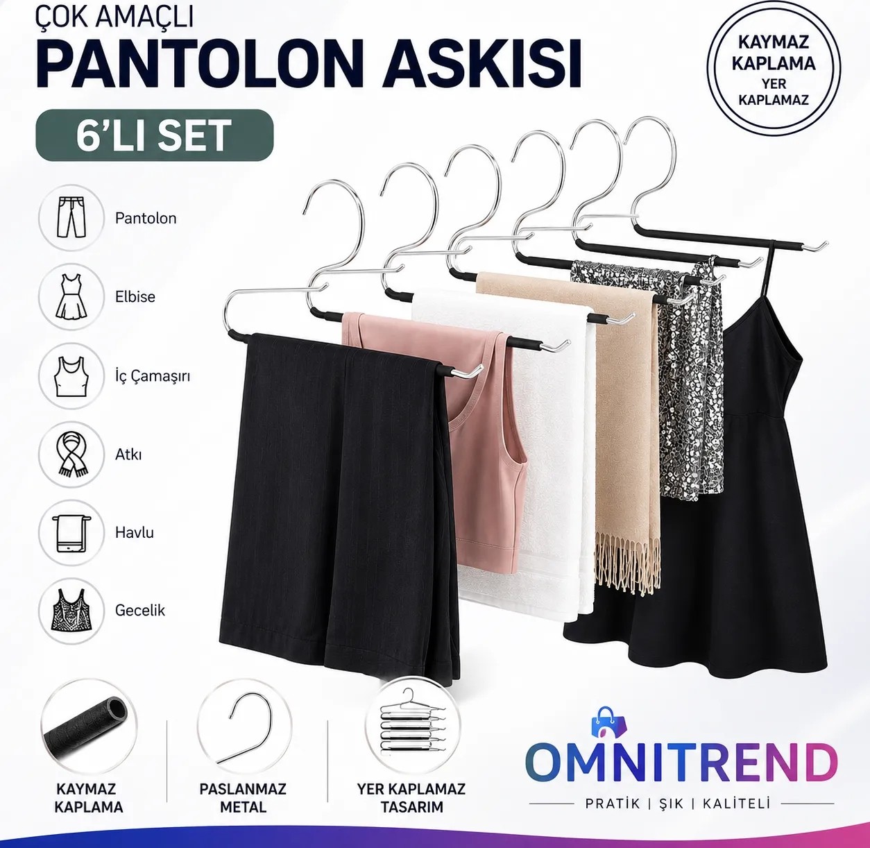 Pantalon Askısı Kaymaz Kaplama 5li Set görsel 3