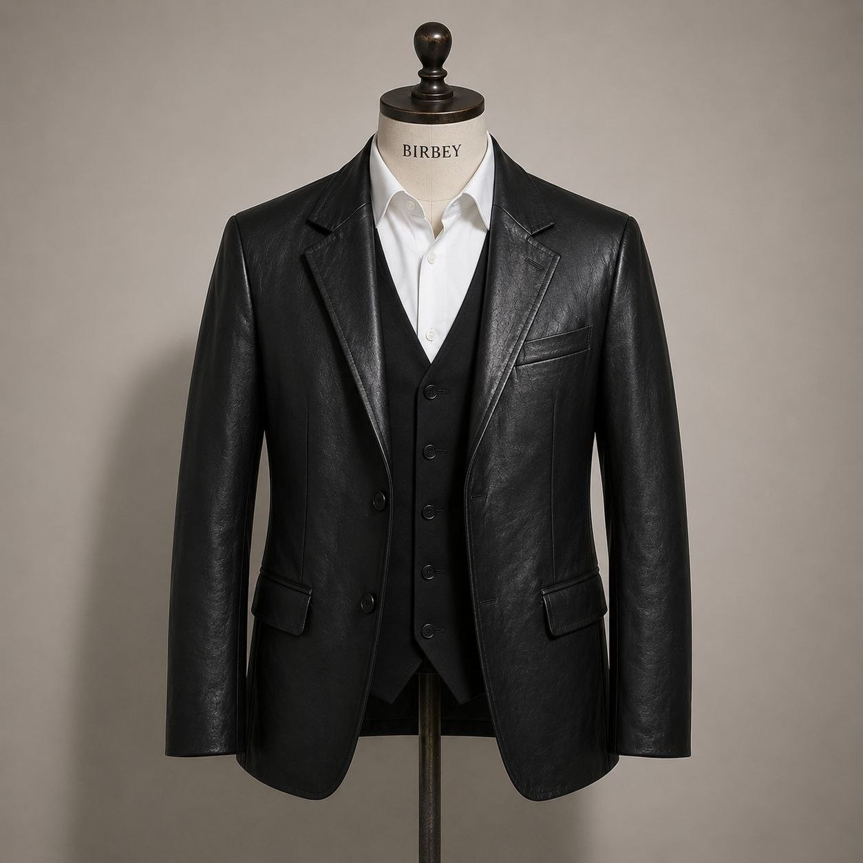 Moda Erkek Siyah Hakiki Kuzu Derisinden Düğmeli Cepli Düz Hakiki Deri Blazer Ceket