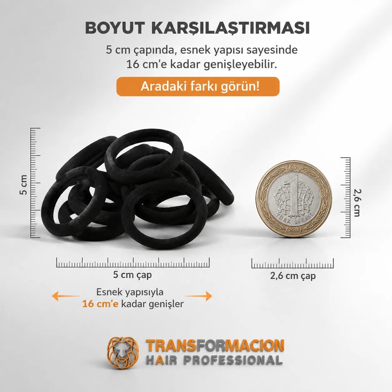 Transformacion 12'li Siyah Elastik Saç Tokası | Kopmaz, Esnek, Dikişsiz Kumaş Lastik Toka | Kalın ve İnce Saçlar İçin At Kuyruğu Tokası 719701 görsel 3