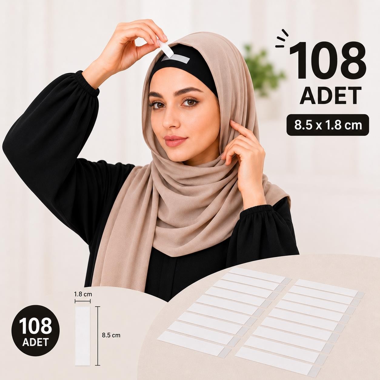 Jetfast 108 Adet Şeffaf Eşarp Sabitleyici Bant Şal Kaydırmaz Çift Taraflı Bant görsel 5