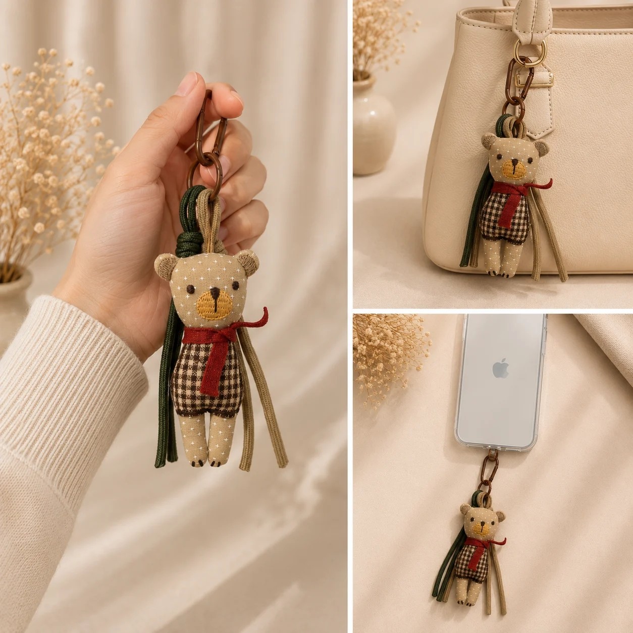 Kumru Studio Teddy Ayıcık Çanta ve Telefon Charmı görsel 3