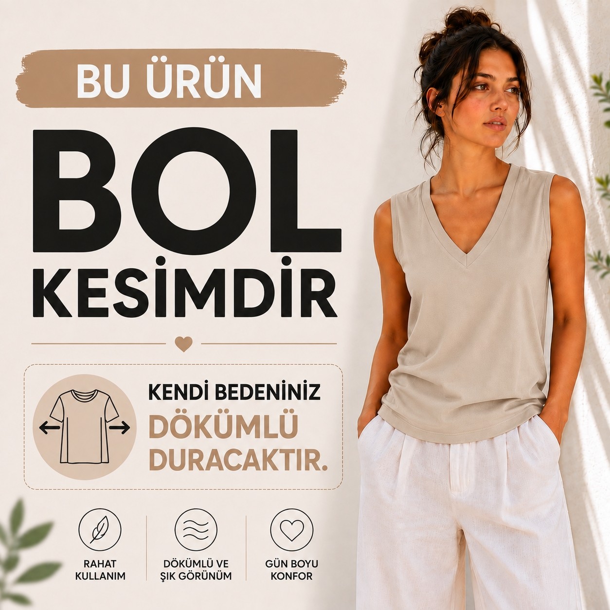 Hayalet Kadın V Yaka Kolsuz T-Shirt Ultra Soft Basic Bluz görsel 8