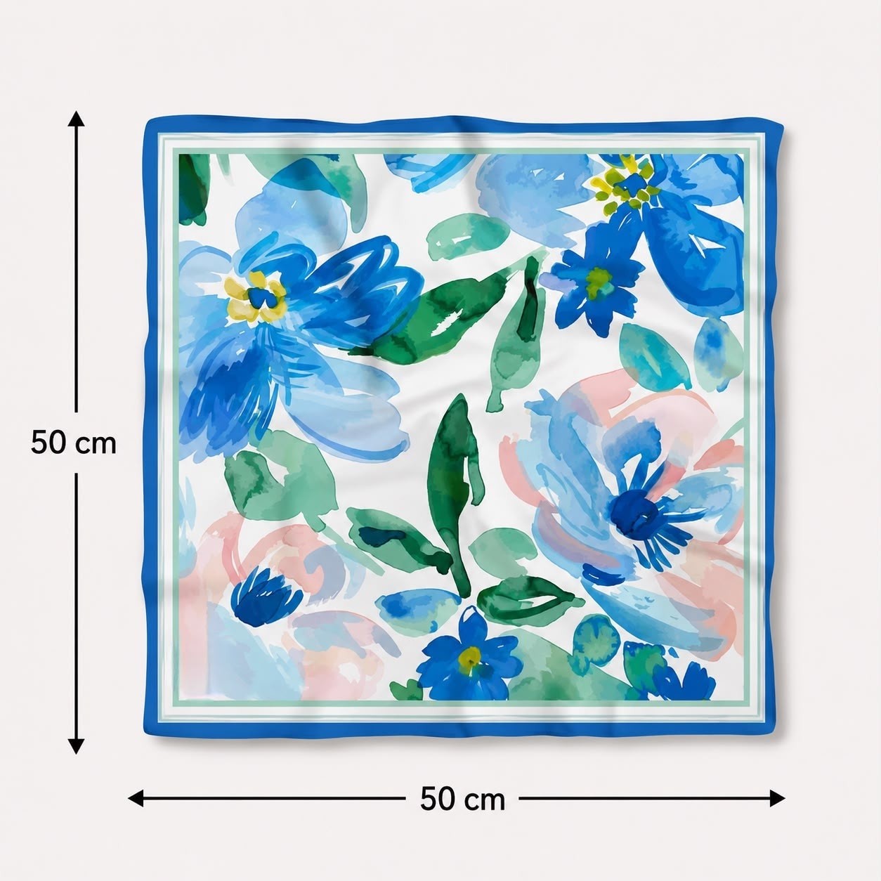 Revam Collection Mavi Esinti Desen Bandana Fular Şal 50X50 görsel 3