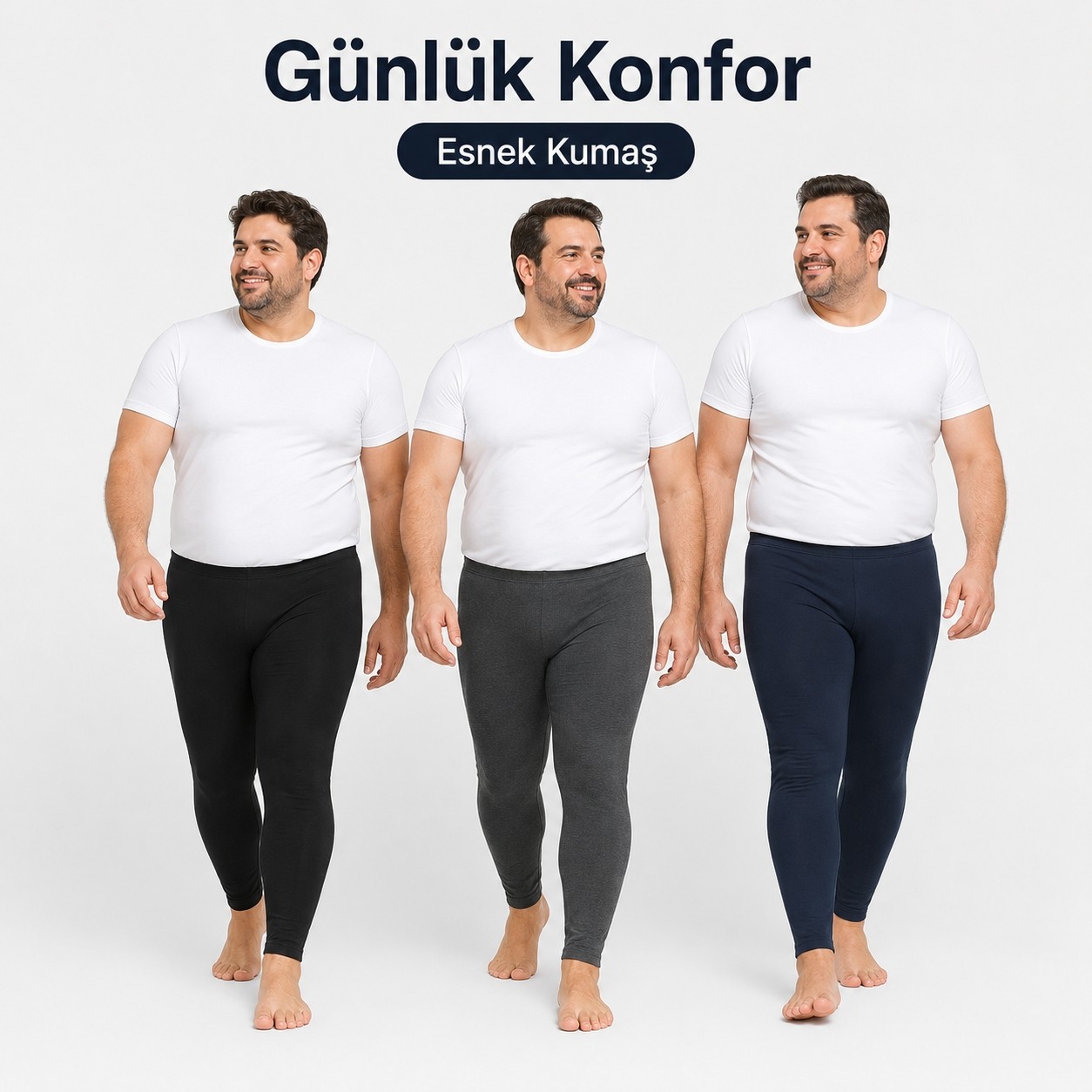 don-x | Erkek Battal Büyük Beden 3'renk Termal Kışlık Tayt Antrasit Lacivert Siyah ( 3ADET ) görsel 6