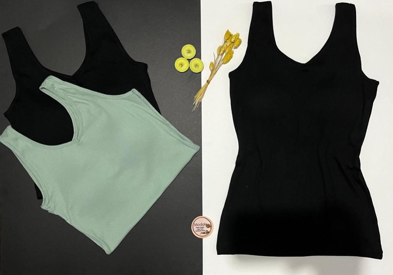 Veloure Kadın Atlet Sütyenli V Yaka Modal 1 Adet Siyah Pedli Atlet-Bluz-T-Shirt (Kota) görsel 5