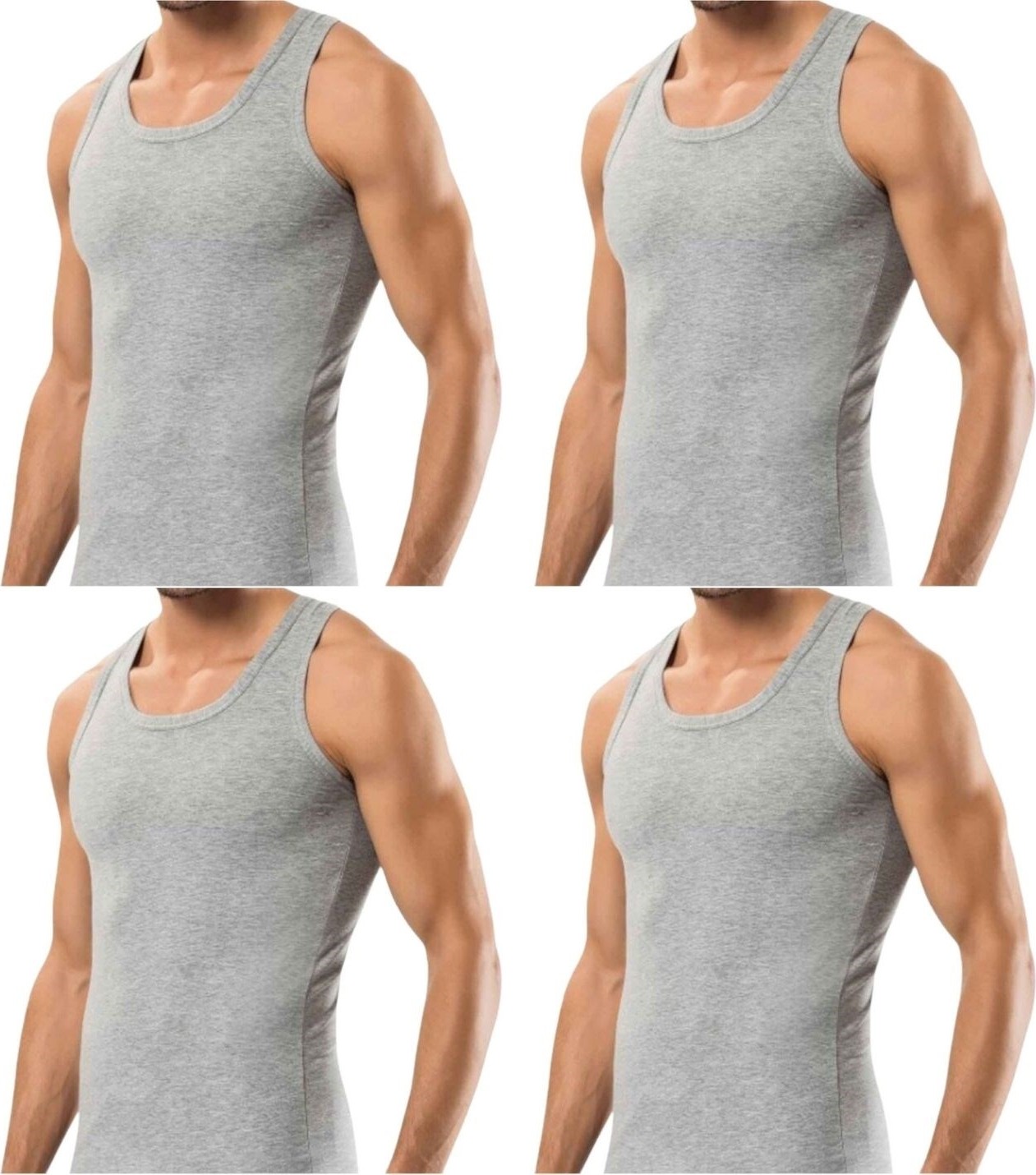 Maruf Shop 4 Adet Erkek Slim Fit Dar Kalıp Likralı Penye Sporcu Atleti(Rambo Atleti)