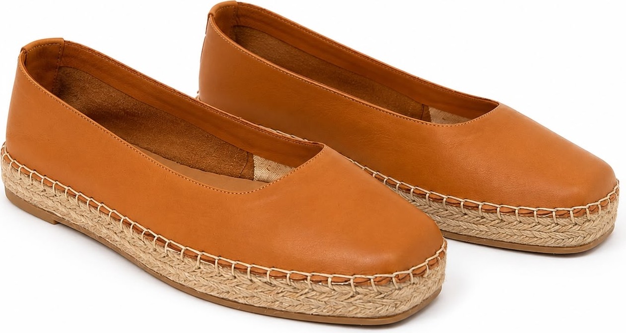Butik Noble Shoes Hakiki Deri Düz Taban Espadril Kadın Babet görsel 4